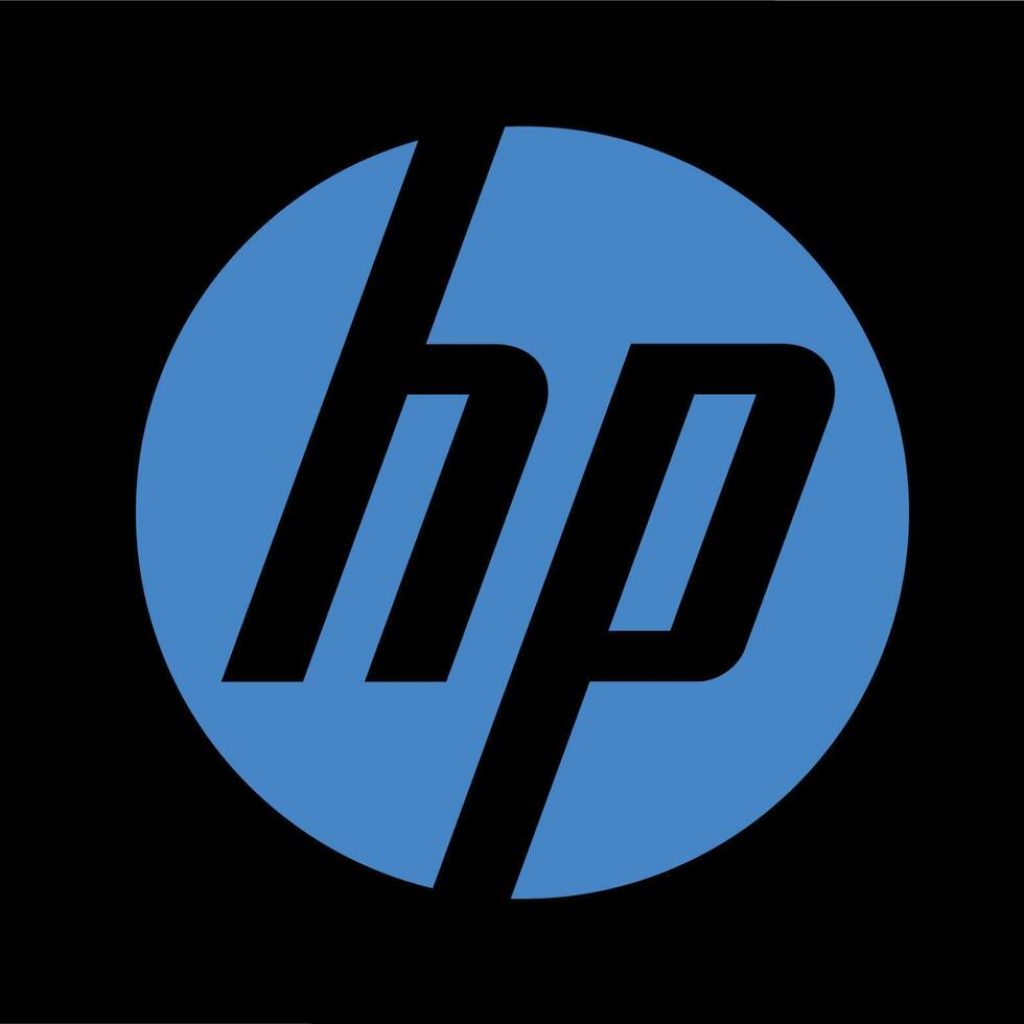 hp brand logo laptop symbol blue design usa computer illustration with black background free vector